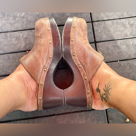 Indigo by Clarks Mules Clogs Boho Brown Leather Retro Bohemian Women's Size 6 - Picture 8 of 16